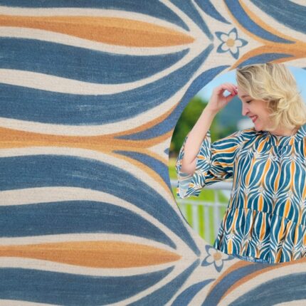 VISCOSE ENCORPADA- AZUL E MOSTARDA- 11